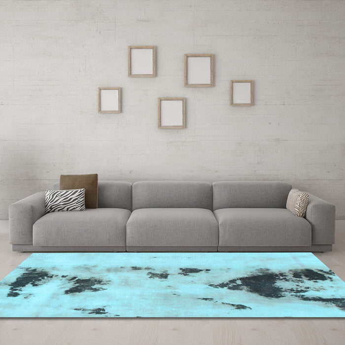 Machine Washable Abstract Light Blue Modern Rug in a Living Room, wshabs897lblu