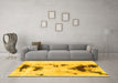 Machine Washable Abstract Yellow Modern Rug in a Living Room, wshabs897yw