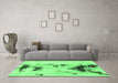 Machine Washable Abstract Emerald Green Modern Area Rugs in a Living Room,, wshabs897emgrn