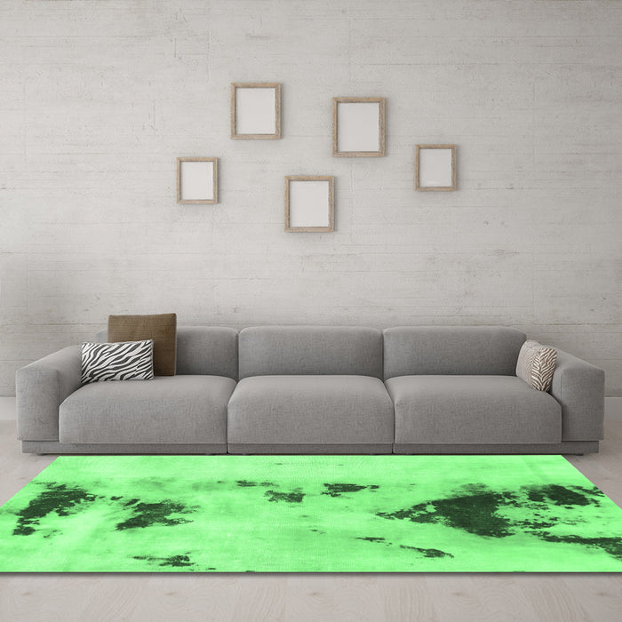 Machine Washable Abstract Emerald Green Modern Area Rugs in a Living Room,, wshabs897emgrn