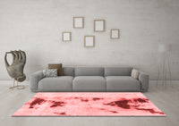 Machine Washable Abstract Red Modern Rug, wshabs897red