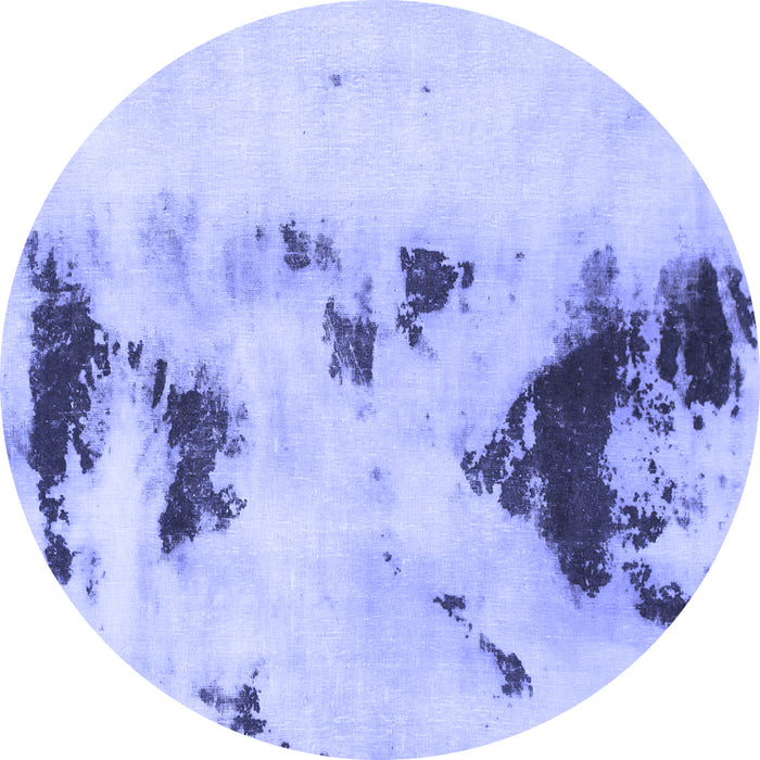 Round Abstract Blue Modern Rug, abs897blu