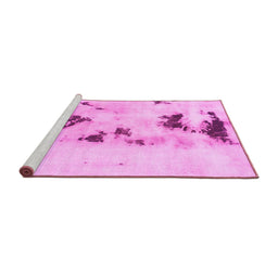 Sideview of Machine Washable Abstract Pink Modern Rug, wshabs897pnk