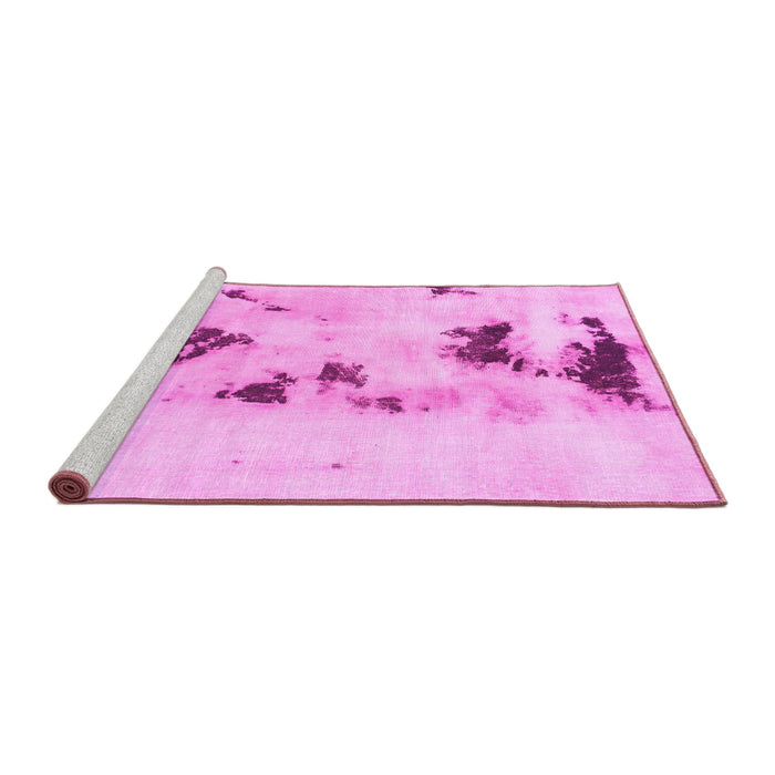 Sideview of Machine Washable Abstract Pink Modern Rug, wshabs897pnk