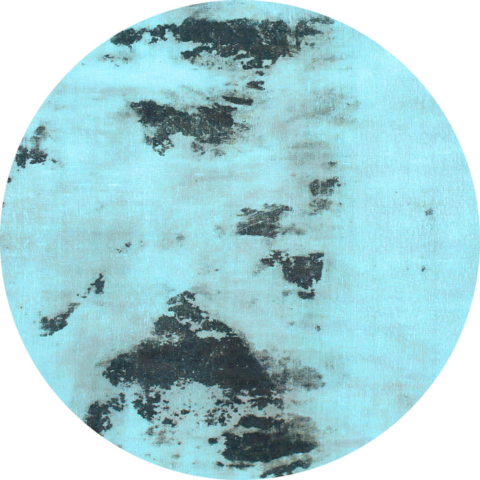 Round Abstract Light Blue Modern Rug, abs897lblu