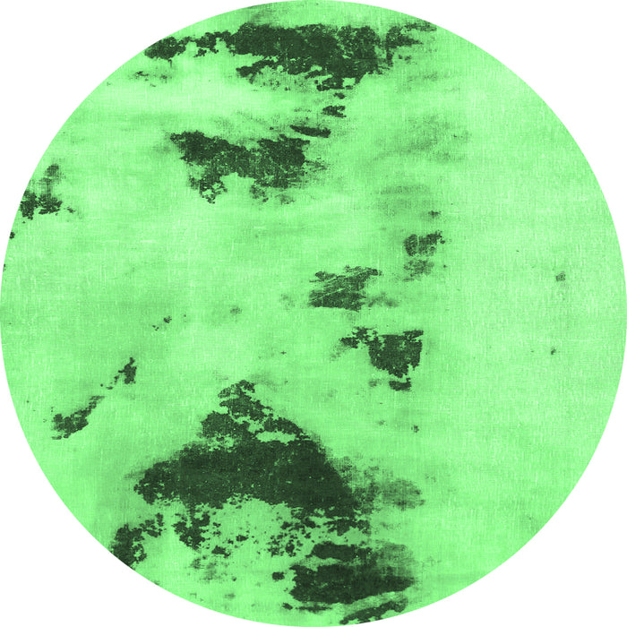 Round Abstract Emerald Green Modern Rug, abs897emgrn