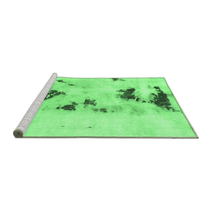 Sideview of Machine Washable Abstract Emerald Green Modern Area Rugs, wshabs897emgrn