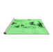 Sideview of Machine Washable Abstract Emerald Green Modern Area Rugs, wshabs897emgrn