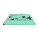 Sideview of Machine Washable Abstract Turquoise Modern Area Rugs, wshabs897turq