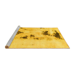 Sideview of Machine Washable Abstract Yellow Modern Rug, wshabs897yw