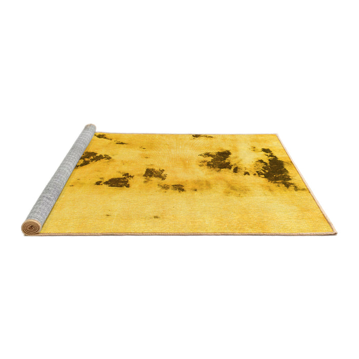 Sideview of Machine Washable Abstract Yellow Modern Rug, wshabs897yw