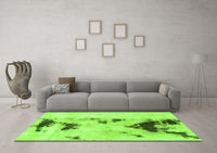 Machine Washable Abstract Green Modern Rug, wshabs897grn