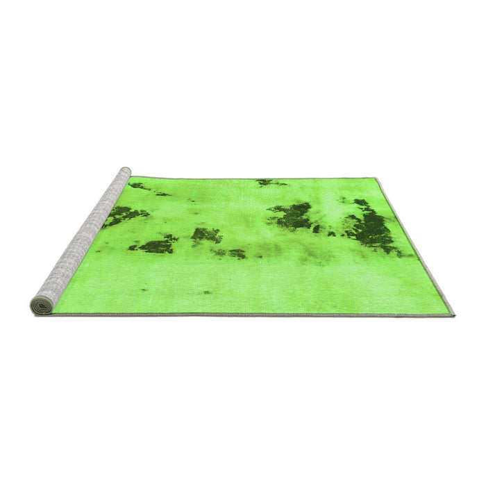 Sideview of Machine Washable Abstract Green Modern Area Rugs, wshabs897grn