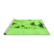 Sideview of Machine Washable Abstract Green Modern Area Rugs, wshabs897grn