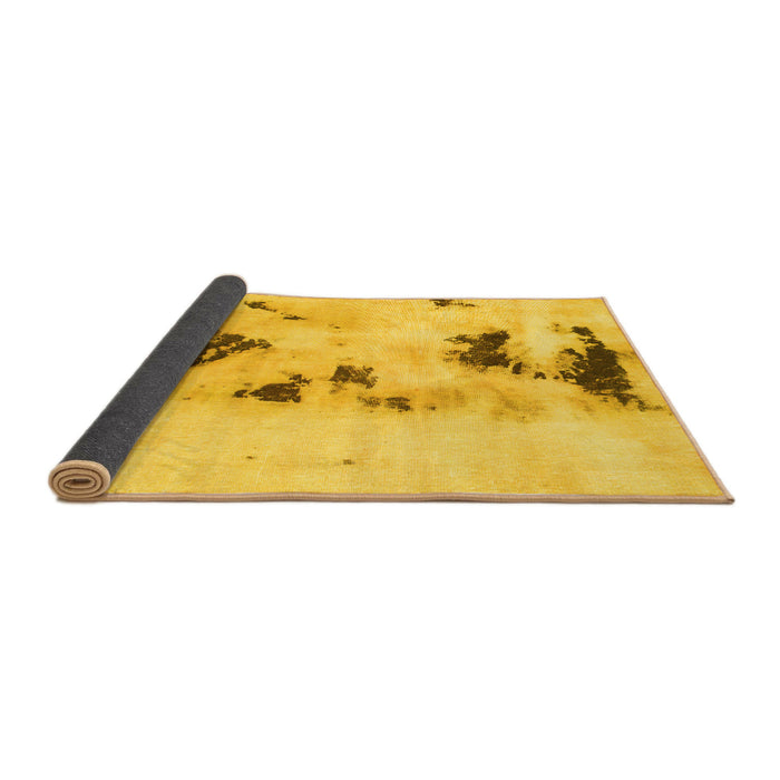 Sideview of Abstract Yellow Modern Rug, abs897yw