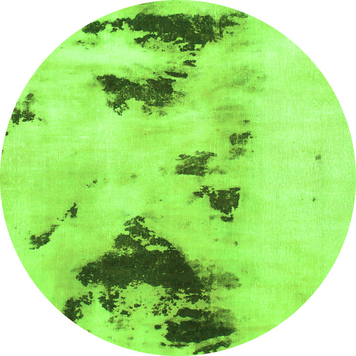 Round Machine Washable Abstract Green Modern Area Rugs, wshabs897grn