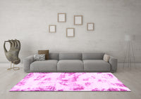 Machine Washable Abstract Pink Modern Rug, wshabs898pnk