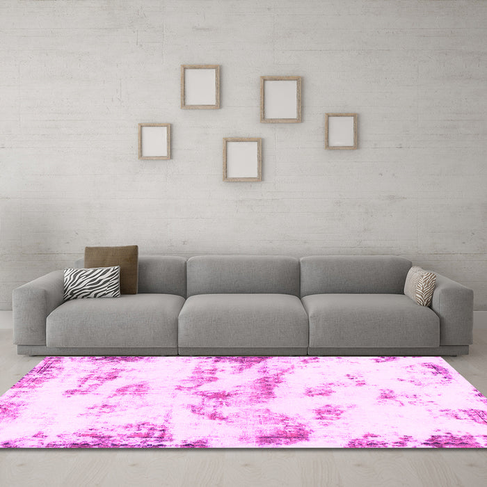 Machine Washable Abstract Pink Modern Rug in a Living Room, wshabs898pnk