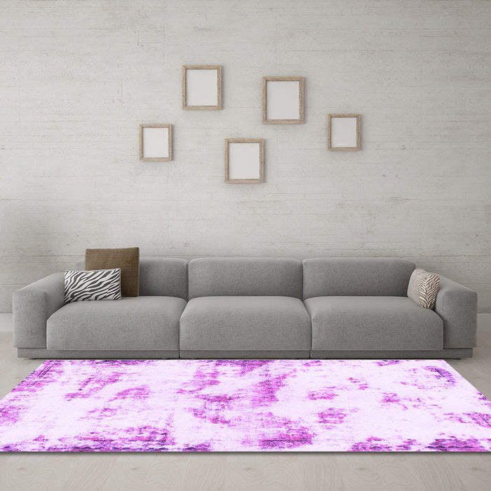 Machine Washable Abstract Purple Modern Area Rugs in a Living Room, wshabs898pur