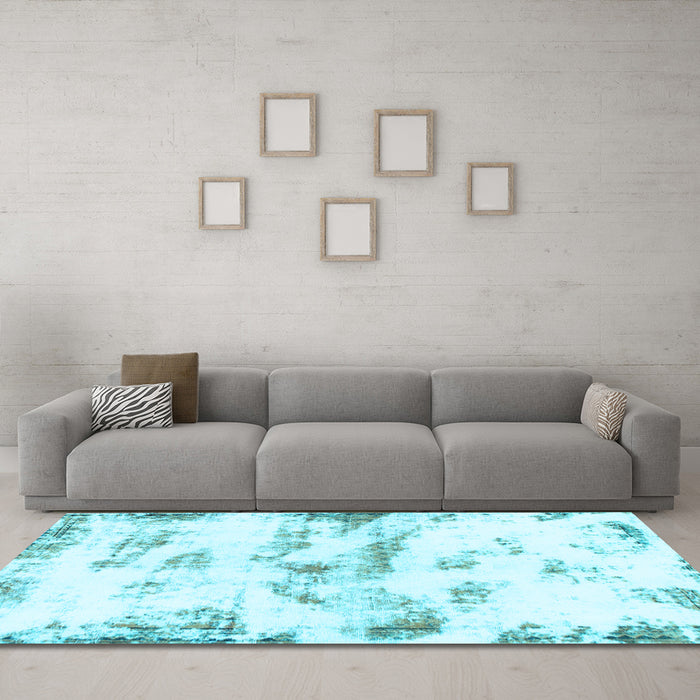 Machine Washable Abstract Light Blue Modern Rug in a Living Room, wshabs898lblu