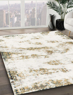 Abstract Tan Brown Modern Rug in Family Room, abs898