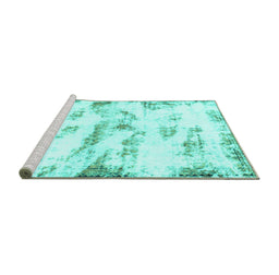Sideview of Machine Washable Abstract Turquoise Modern Area Rugs, wshabs898turq