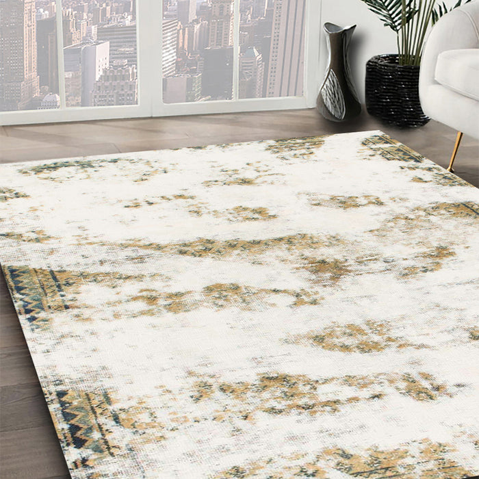 Machine Washable Abstract Tan Brown Rug in a Family Room, wshabs898