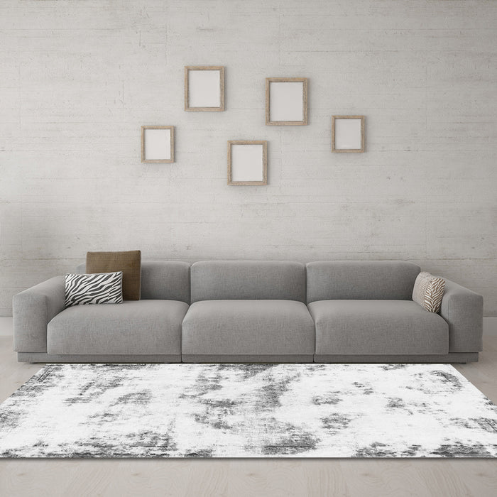 Machine Washable Abstract Gray Modern Rug in a Living Room,, wshabs898gry