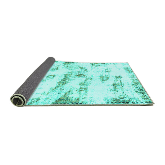 Sideview of Abstract Turquoise Modern Rug, abs898turq