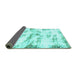 Sideview of Abstract Turquoise Modern Rug, abs898turq