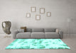 Machine Washable Abstract Turquoise Modern Area Rugs in a Living Room,, wshabs898turq