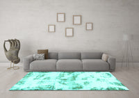 Machine Washable Abstract Turquoise Modern Rug, wshabs898turq