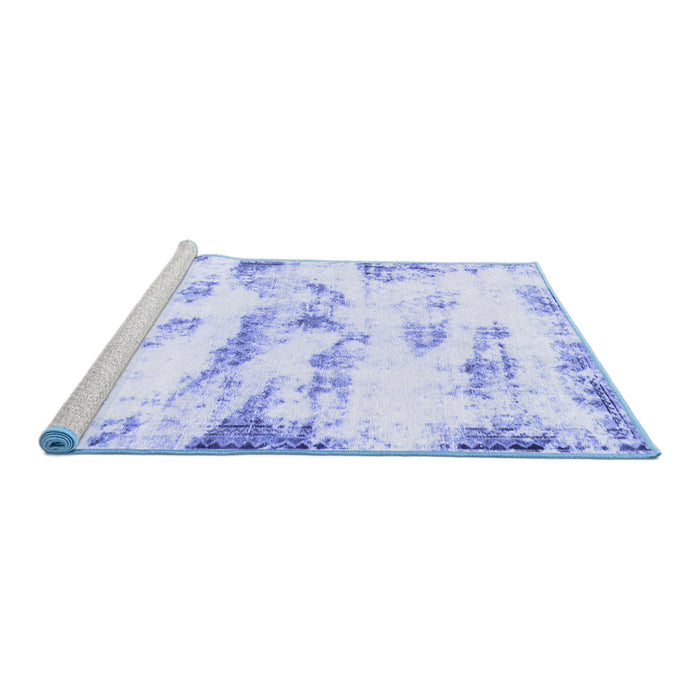 Sideview of Machine Washable Abstract Blue Modern Rug, wshabs898blu