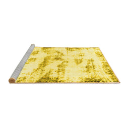 Sideview of Machine Washable Abstract Yellow Modern Rug, wshabs898yw