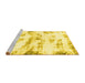 Sideview of Machine Washable Abstract Yellow Modern Rug, wshabs898yw