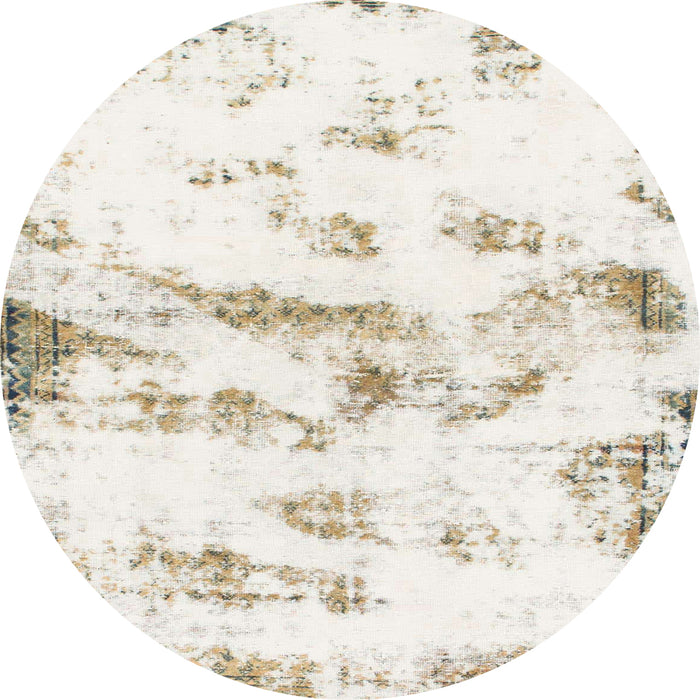 Round Abstract Tan Brown Modern Rug, abs898