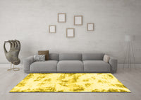 Machine Washable Abstract Yellow Modern Rug, wshabs898yw