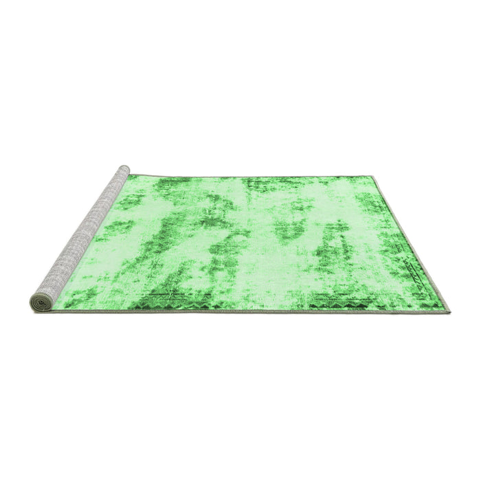Sideview of Machine Washable Abstract Emerald Green Modern Area Rugs, wshabs898emgrn