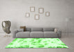 Machine Washable Abstract Green Modern Area Rugs in a Living Room,, wshabs898grn