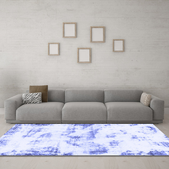 Machine Washable Abstract Blue Modern Rug in a Living Room, wshabs898blu