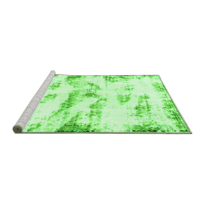 Sideview of Machine Washable Abstract Green Modern Area Rugs, wshabs898grn