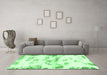 Machine Washable Abstract Emerald Green Modern Area Rugs in a Living Room,, wshabs898emgrn