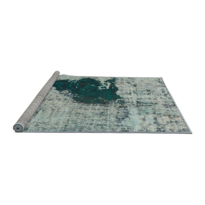 Sideview of Machine Washable Abstract Metallic Silver Gray Rug, wshabs899