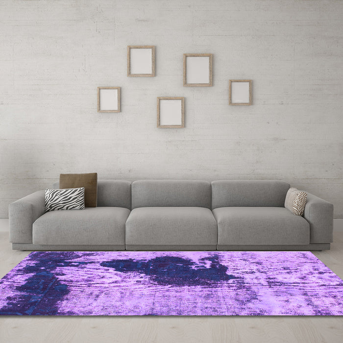 Machine Washable Abstract Purple Modern Area Rugs in a Living Room, wshabs899pur