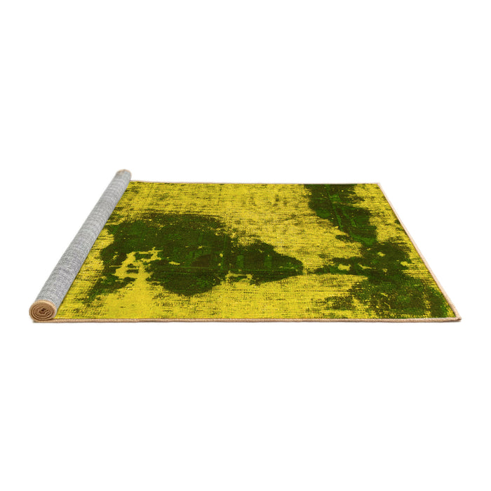 Sideview of Machine Washable Abstract Yellow Modern Rug, wshabs899yw