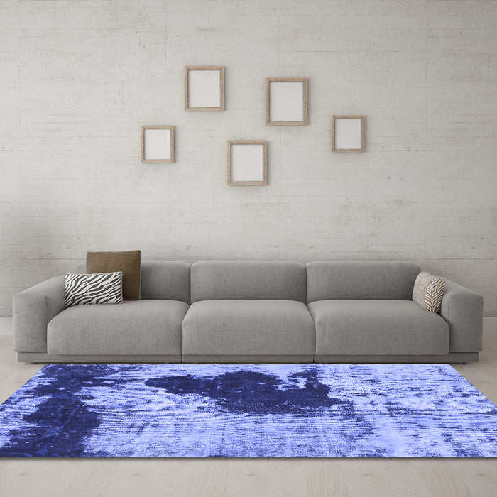Machine Washable Abstract Blue Modern Rug in a Living Room, wshabs899blu