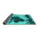 Sideview of Abstract Turquoise Modern Rug, abs899turq