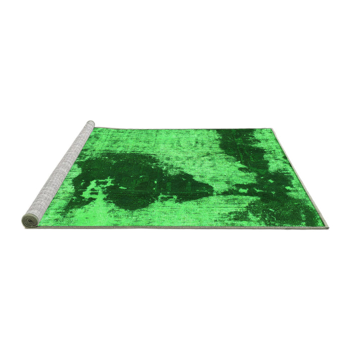 Sideview of Machine Washable Abstract Green Modern Area Rugs, wshabs899grn