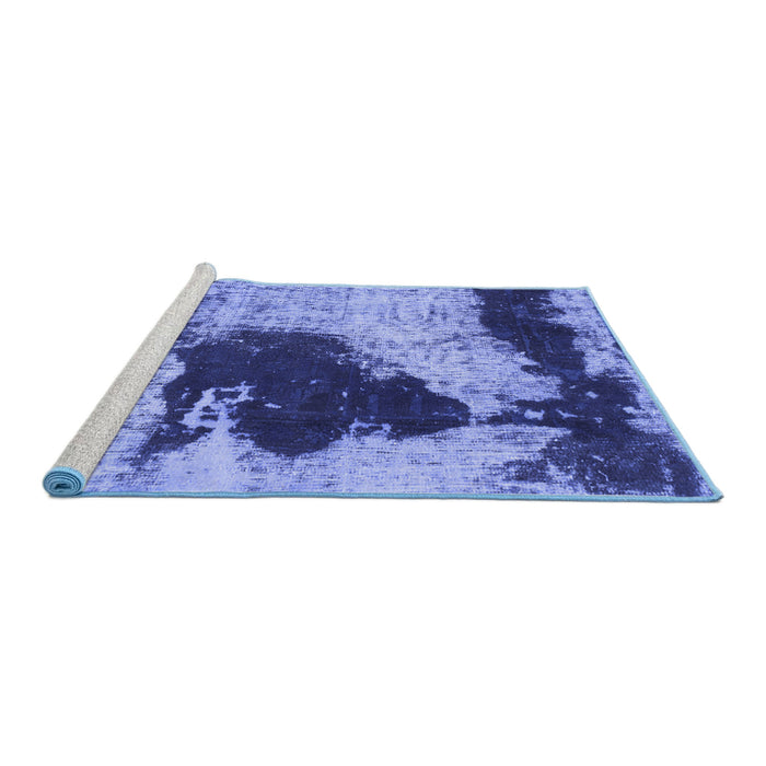 Sideview of Machine Washable Abstract Blue Modern Rug, wshabs899blu