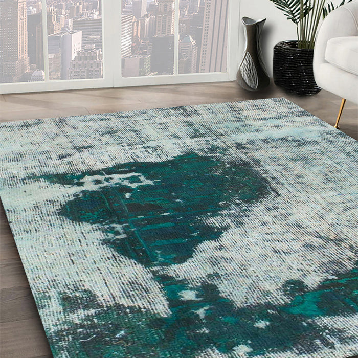 Machine Washable Abstract Metallic Silver Gray Rug in a Family Room, wshabs899